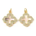 Rack Plating Brass Cubic Zirconia with Shell Pendants
