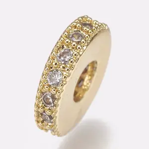 Brass Micro Pave Cubic Zirconia Bead Spacers