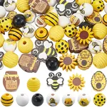 12 Styles Painted Natural Wood Beads