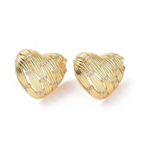 Cubic Zirconia Heart Stud Earrings