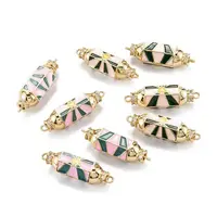 Real 18K Gold Plated Brass Micro Pave Clear Cubic Zirconia Links Connectors