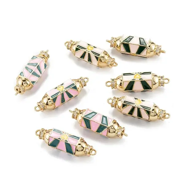 Real 18K Gold Plated Brass Micro Pave Clear Cubic Zirconia Links Connectors