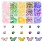 410Pcs 15 Style Transparent Spray Painted Glass Beads