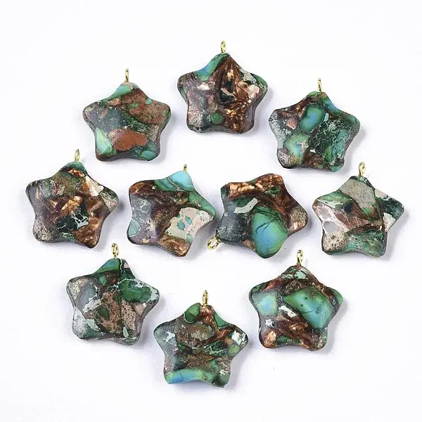 Assembled Synthetic Imperial Jasper and Bronzite Pendants