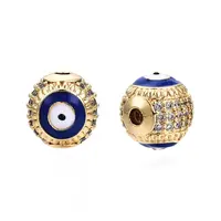 Brass Micro Pave Cubic Zirconia Beads