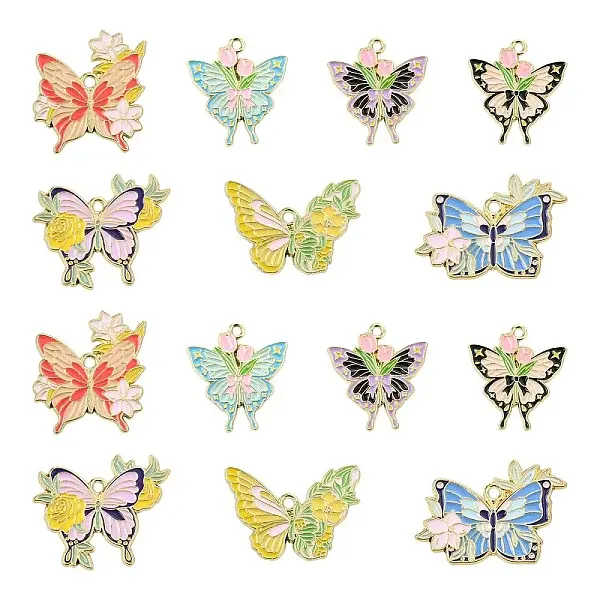 28Pcs 7 Styles Alloy Enamel Pendants