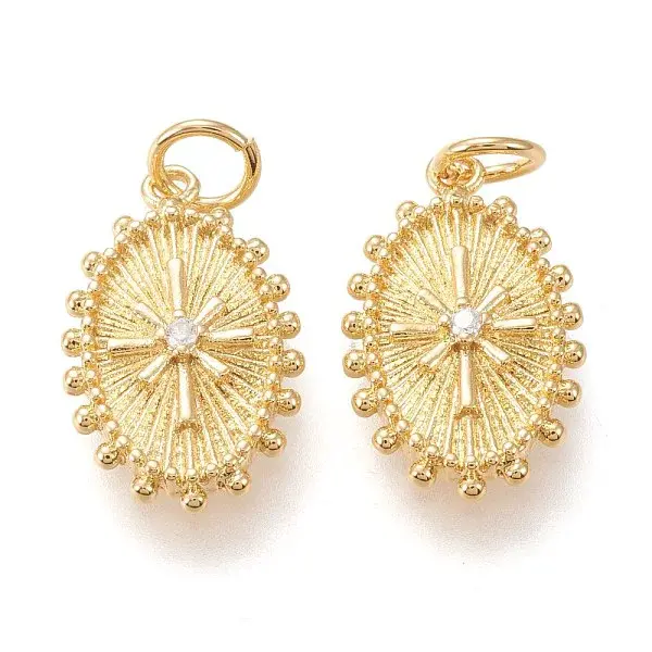 Brass Micro Pave Clear Cubic Zirconia Pendants