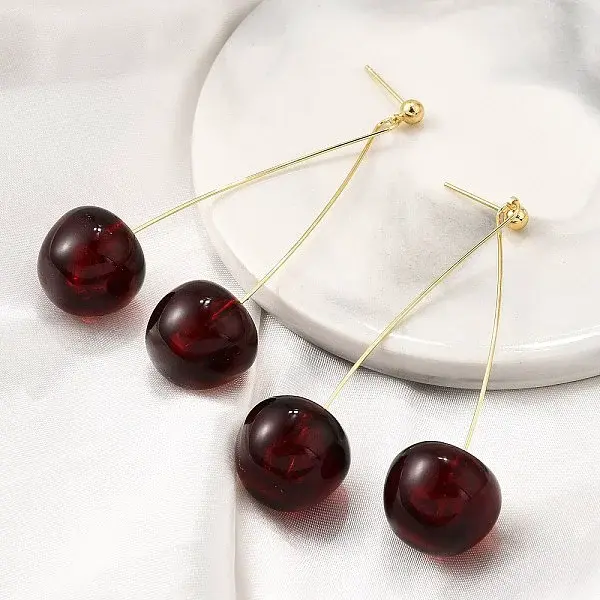 Brass Acrylic Stud Dangle Earrings for Women