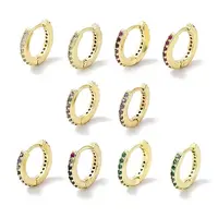 Brass Pave Cubic Zirconia Hoop Earrings for Women