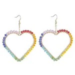 Brass Heart with Glass Beaded Dangle Earrings