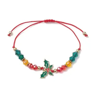Christmas Glass Braided Bead Bracelets