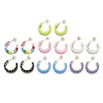 Brass Enamel Half Hoop Earrings