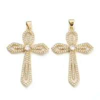 Brass Micro Pave Clear Cubic Zirconia Pendants