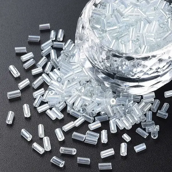 Transparent Colours Luster Glass Bugle Beads