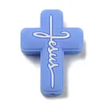 Cross with Word Jesus Silicone Focal Beads
