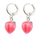 Fuchsia Peach Glass Dangle Leverback Earrings