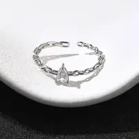 925 Sterling Silver Pave Cubic Zirconia Open Cuff Rings