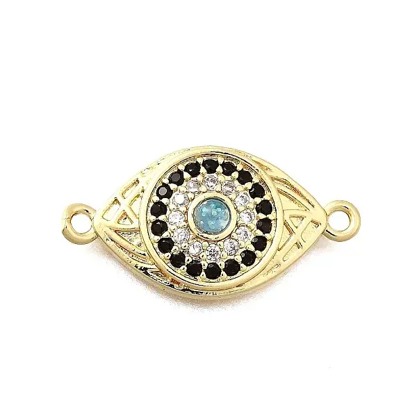 Brass Micro Pave Clear and Black Cubic Zirconia Connector Charms