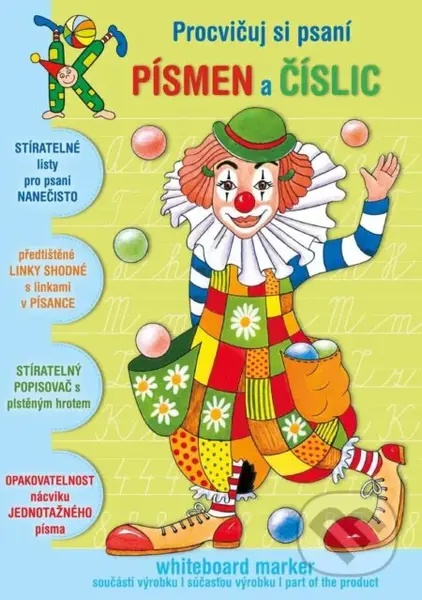 Klauni - Procvičuj si psaní písmen a číslic + popisovač