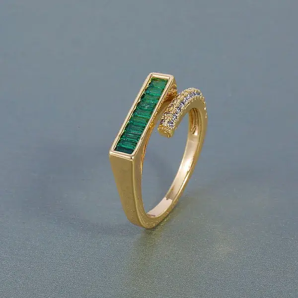 Brass Micro Pave Clear Cubic Zirconia Finger Rings for Women