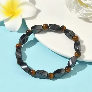 Round Natural Tiger Eye Stretch Bracelets