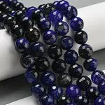 Faceted Natural Dragon Veins Agate Beads Strands