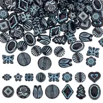 150Pcs 15 Styles Prussian Blue Opaque Acrylic Beads