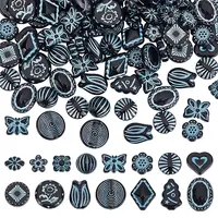 150Pcs 15 Styles Prussian Blue Opaque Acrylic Beads