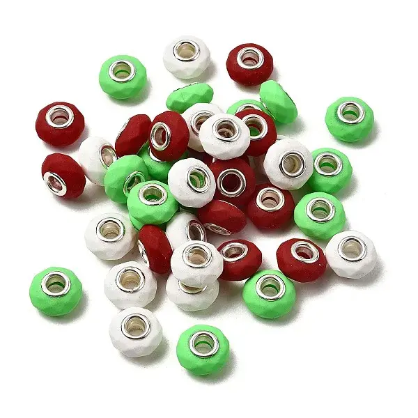 Spray Painted Faceted Resin European Beads