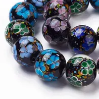 Handmade Inner Flower Lampwork Beads Strands