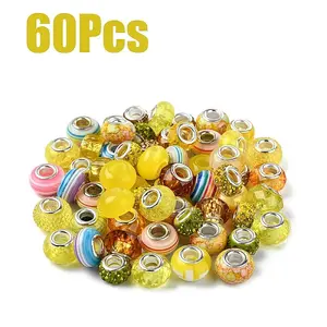 60Pcs Resin European Beads