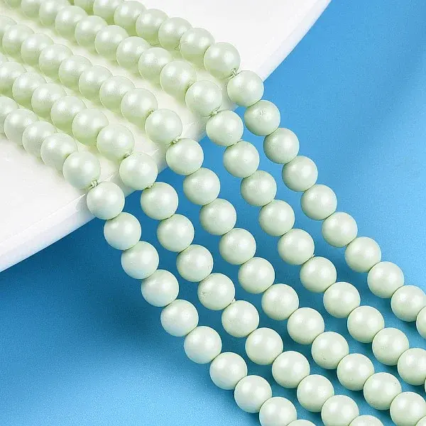 Baking Painted Pearlized Glass Pearl Bead Strands