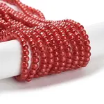 Baking Paint Pearlized Glass Pearl Round Bead Strands