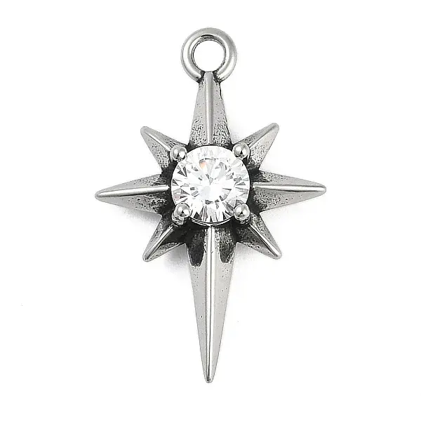 316 Surgical Stainless Steel Micro Pave Cubic Zirconia Pendants