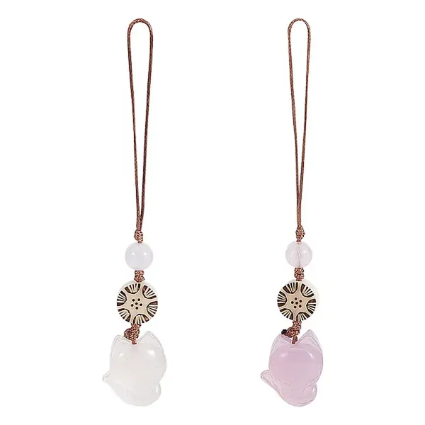 Natural Chalcedony & Wood Mobile Straps