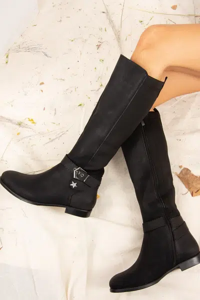 Fox Shoes Women's Black Faux Leather Boots