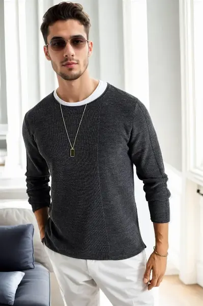 60226 Dewberry Knitwear Menswear Sweater-ANTHRACITE