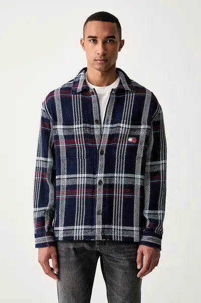 Tommy Jeans  košeľová bunda pánska bavlnená