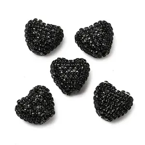 Sparkling Acrylic Heart Beads with Rhinestone Embellishment