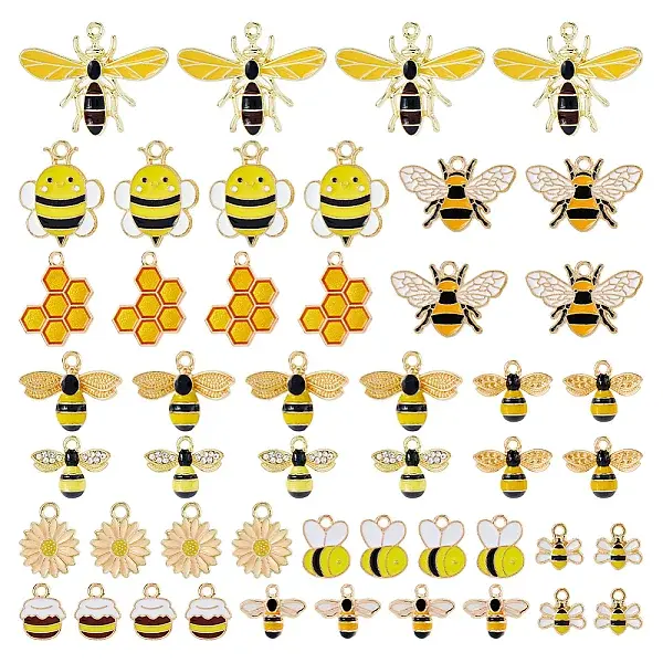 48Pcs 12 Styles Alloy Enamel Pendants