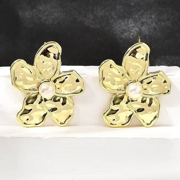 Flower Brass Stud Earrings