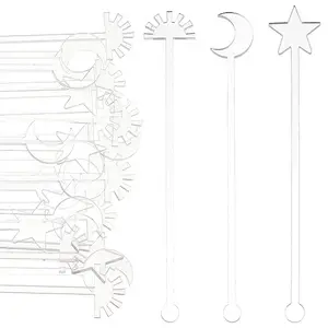 30Pcs 3 Style Transparent Acrylic Stirring Rods