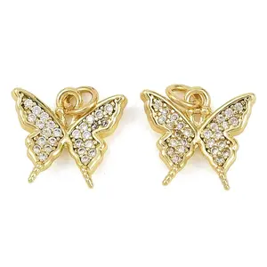 Brass Micro Pave Clear Cubic Zirconia Charms