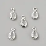 925 Sterling Silver Pave Clear Cubic Zirconia Teardrop Charms