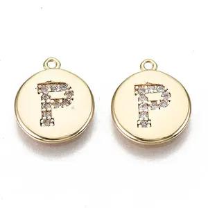 Brass Micro Pave Clear Cubic Zirconia Charms