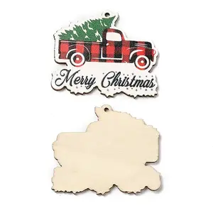 Single Face Christmas Printed Wood Big Pendants