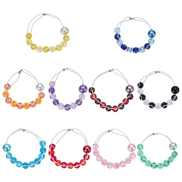 10Pcs Glass Pearl & Plastic  Locking Stitch Markers