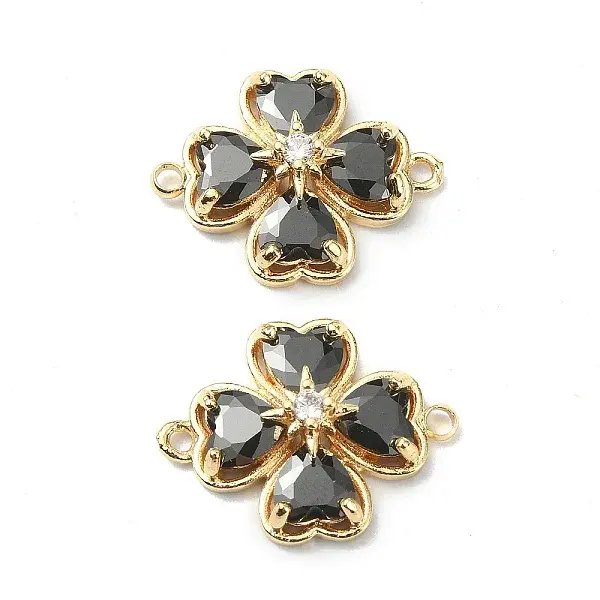 Brass Pave Clear Cubic Zirconia Connector Charms