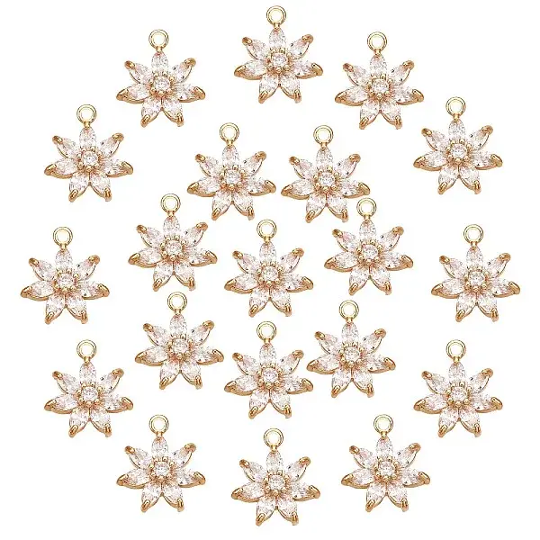 Brass Micro Pave Clear Cubic Zirconia Pendants