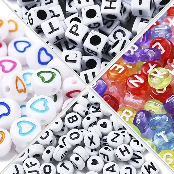 800Pcs 4 Style Acrylic Beads